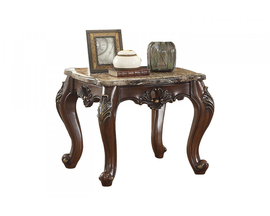 ACME - Devayne End Table in Marble Top/Dark Walnut