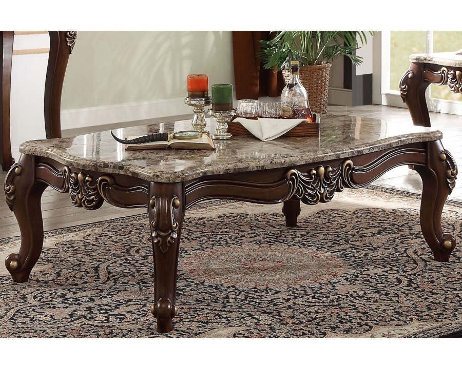 ACME - Mehadi Coffee Table in Marble Top/Walnut