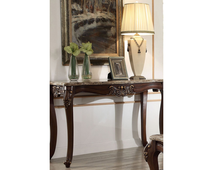 ACME - Mehadi Sofa Table in Marble Top/Walnut