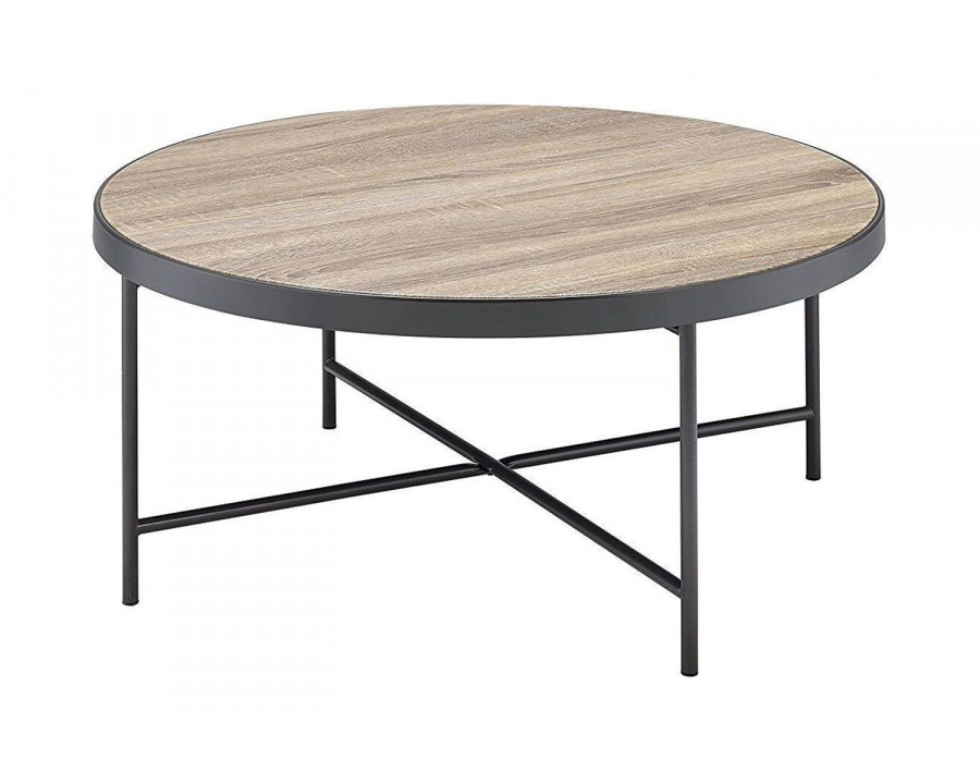 ACME Bage Coffee Table - Weathered Gray Oak/Metal