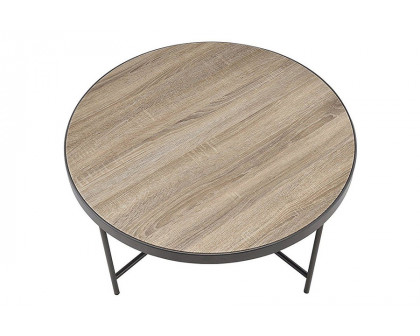 ACME Bage Coffee Table - Weathered Gray Oak/Metal