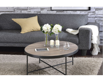 ACME Bage Coffee Table - Weathered Gray Oak/Metal