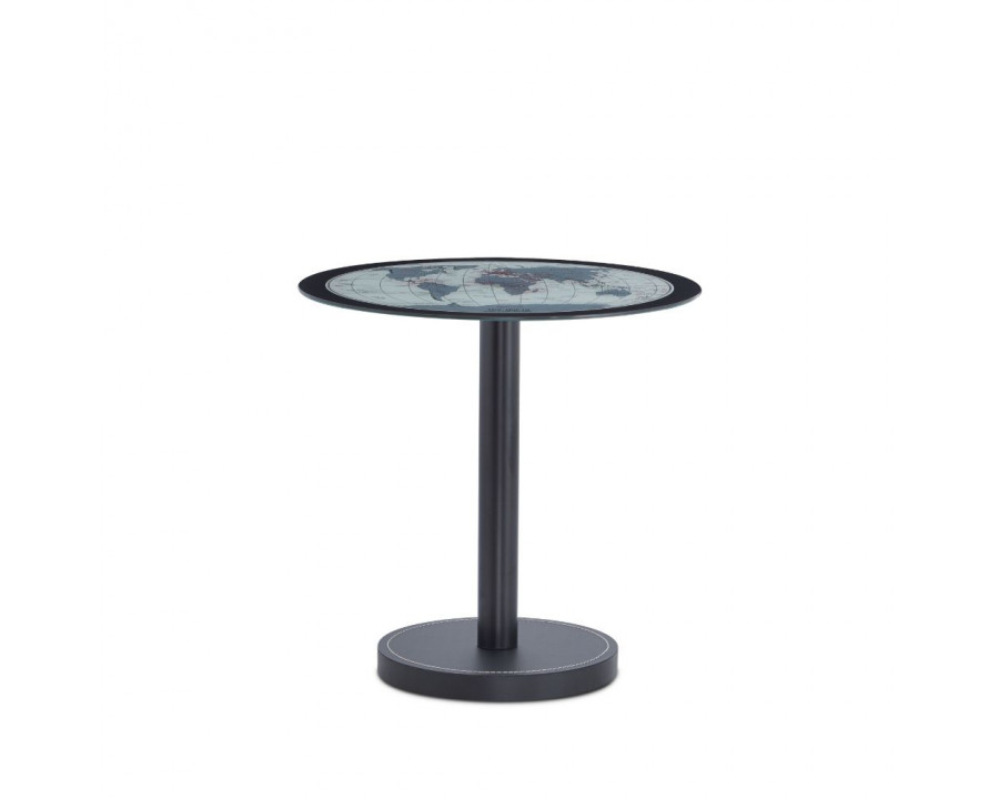 ACME - Boli End Table in Black/Map Glass