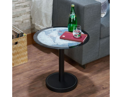 ACME - Boli End Table in Black/Map Glass