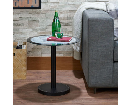 ACME - Boli End Table in Black/Map Glass