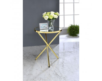 ACME Lajita Accent Table - Glass/Gold