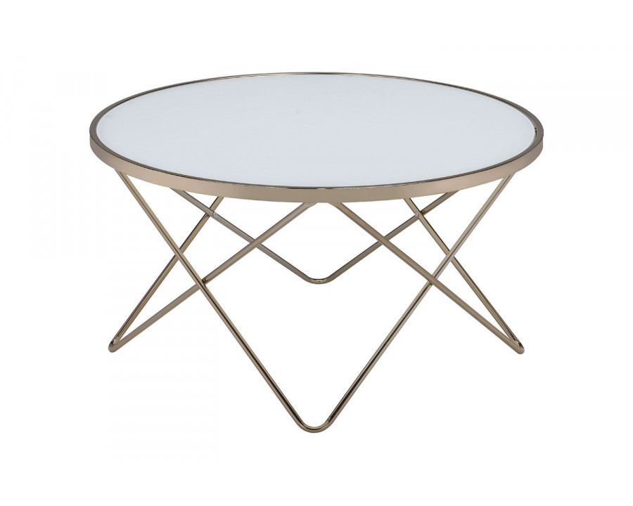 ACME Valora Frosted Glass Coffee Table - Champagne and Brown