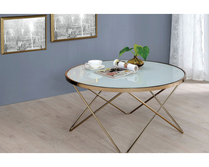 ACME Valora Frosted Glass Coffee Table - Champagne and Brown