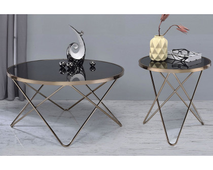 ACME Valora Frosted Glass End Table - Black and Champagne