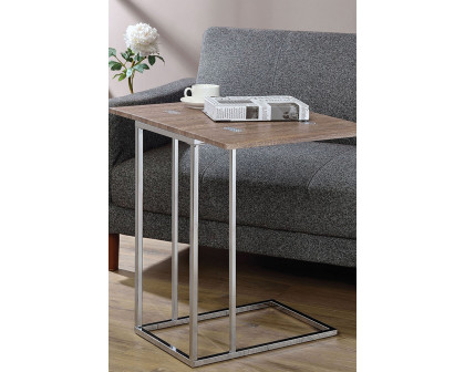 ACME - Danson Accent Table in Weathered Oak/Chrome