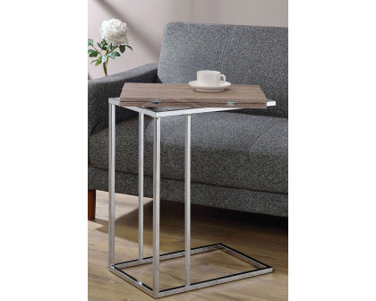 ACME - Danson Accent Table in Weathered Oak/Chrome