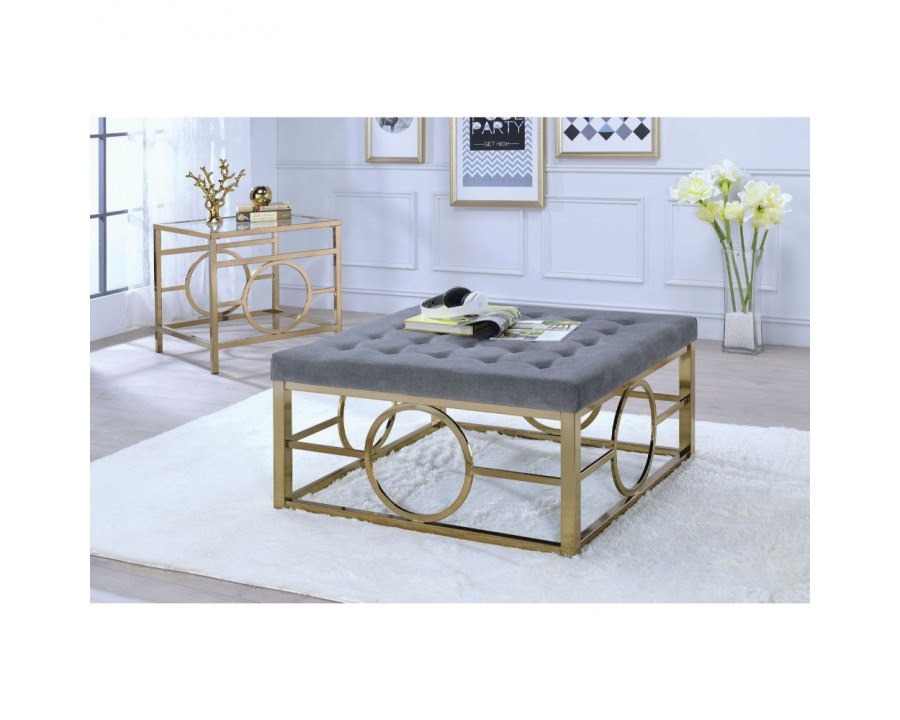 ACME - Jaxson End Table in Clear Glass/Champagne