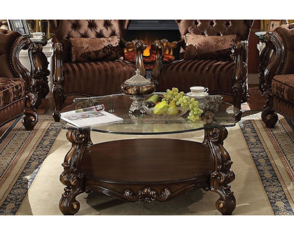 ACME Versailles Glass Top Coffee Table - Cherry