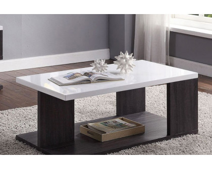 ACME - Pancho Coffee Table in White High Gloss Top/Gray