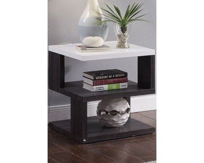 ACME - Pancho End Table in White High Gloss Top/Gray