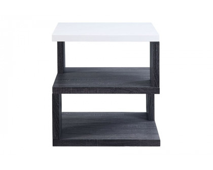 ACME - Pancho End Table in White High Gloss Top/Gray