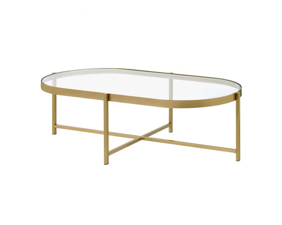 ACME - Charrot Coffee Table in Clear Glass Top/Gold