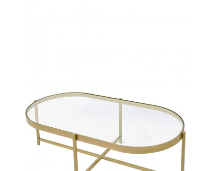 ACME - Charrot Coffee Table in Clear Glass Top/Gold