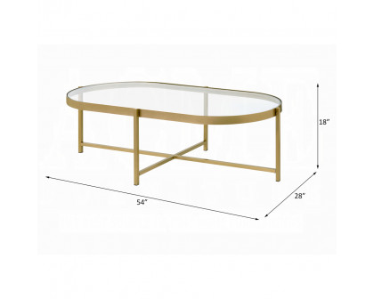 ACME - Charrot Coffee Table in Clear Glass Top/Gold