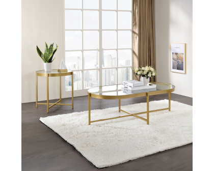 ACME - Charrot Coffee Table in Clear Glass Top/Gold