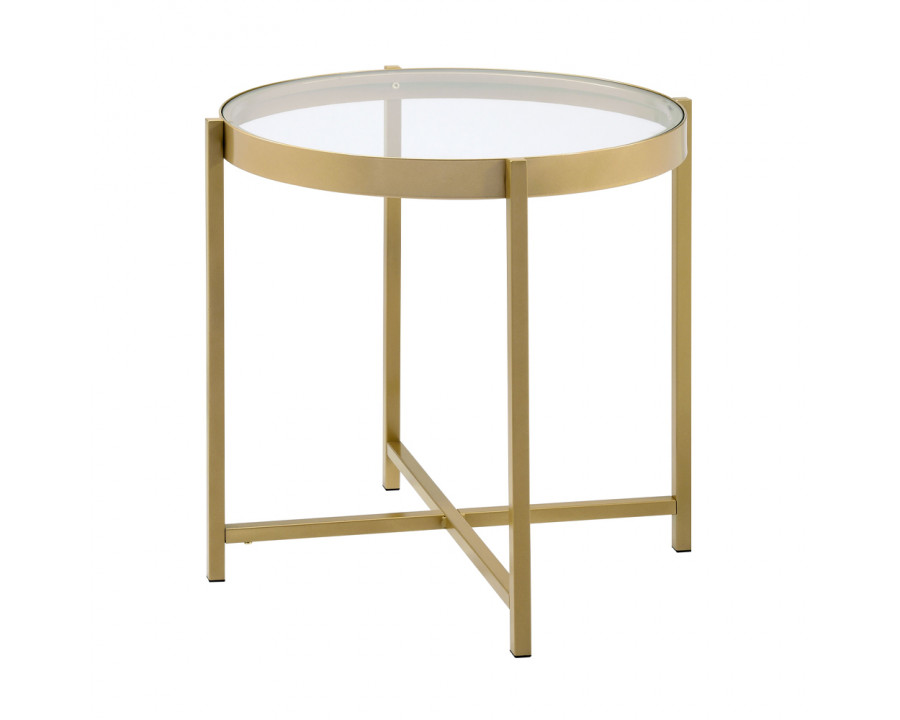 ACME - Charrot End Table in Clear Glass Top/Gold