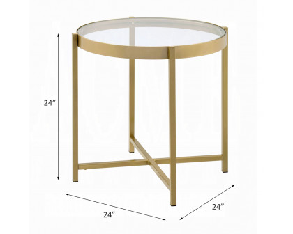 ACME - Charrot End Table in Clear Glass Top/Gold