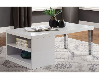 ACME - Harta Coffee Table in White High Gloss/Chrome