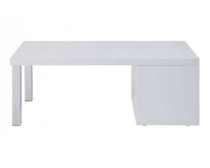 ACME - Harta Coffee Table in White High Gloss/Chrome