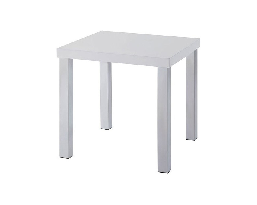 ACME - Harta End Table in White High Gloss/Chrome