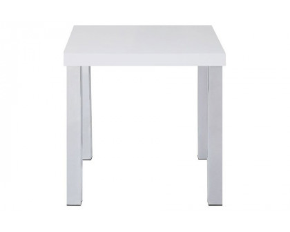 ACME - Harta End Table in White High Gloss/Chrome