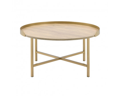 ACME - Mithea Coffee Table in Oak/Gold