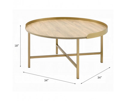 ACME - Mithea Coffee Table in Oak/Gold