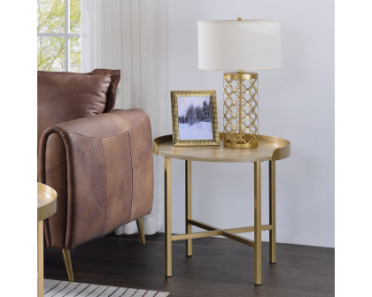 ACME - Mithea End Table in Oak Table Top/Gold