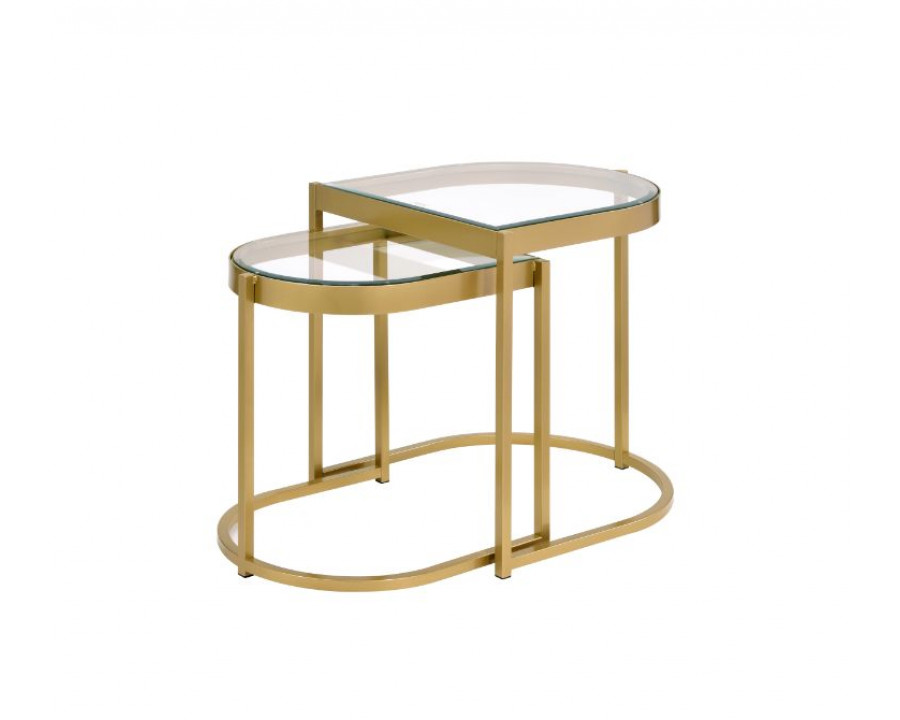 ACME - Timbul Nesting Table Set in Clear Glass/Gold