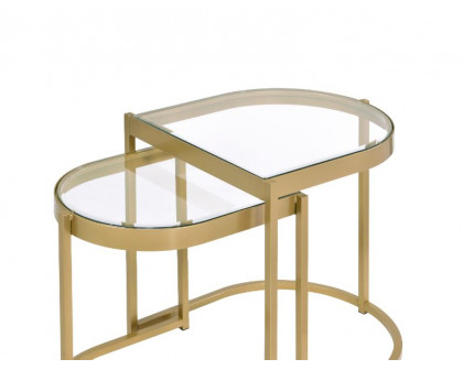 ACME - Timbul Nesting Table Set in Clear Glass/Gold