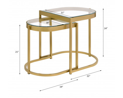 ACME - Timbul Nesting Table Set in Clear Glass/Gold