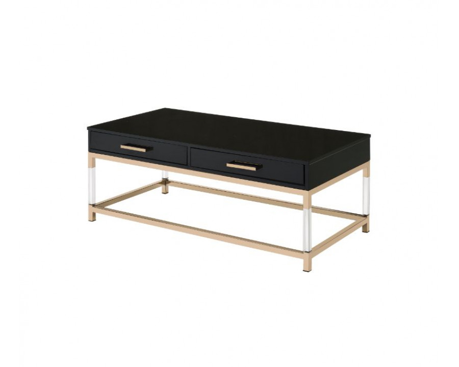 ACME - Adiel Coffee Table in Black High Gloss/Gold