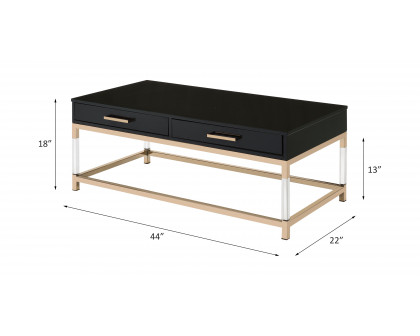 ACME - Adiel Coffee Table in Black High Gloss/Gold