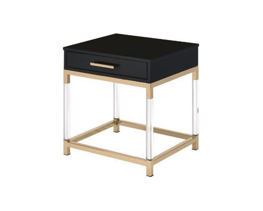 ACME - Adiel End Table in Black/Gold