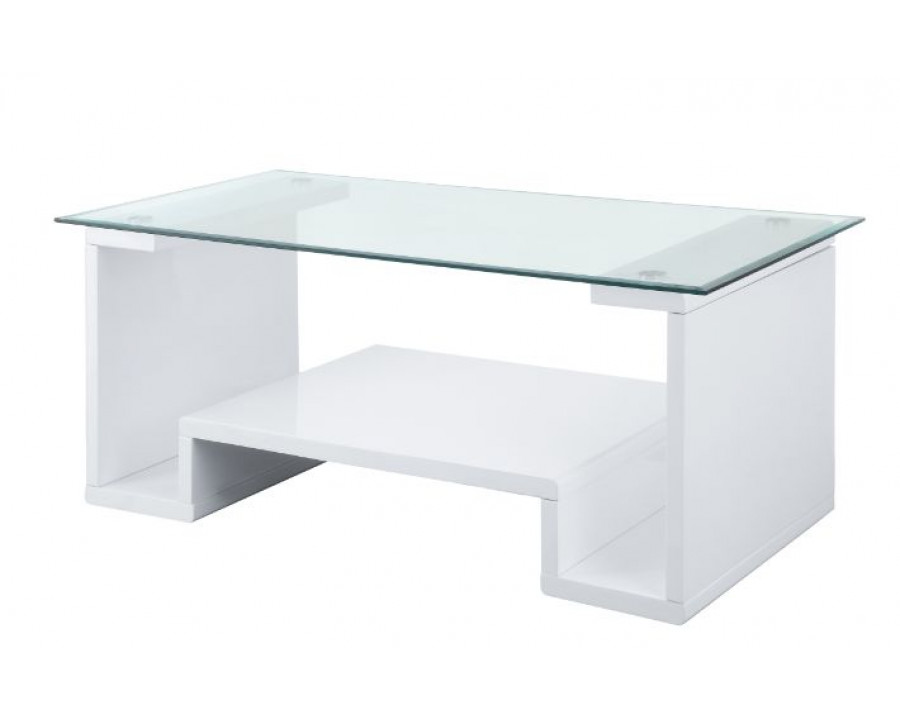 ACME - Nevaeh Coffee Table in Clear Glass Top/White High Gloss