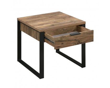 ACME - Aflo End Table in Weathered Oak/Black