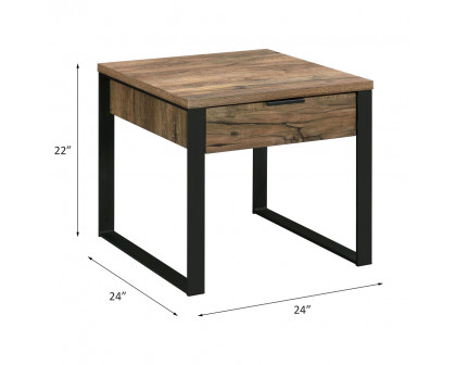 ACME - Aflo End Table in Weathered Oak/Black