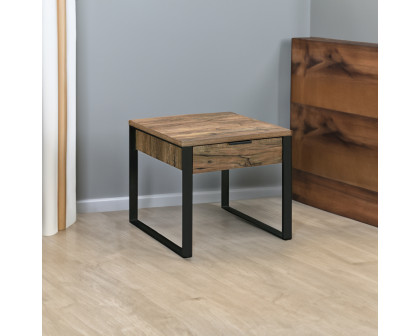 ACME - Aflo End Table in Weathered Oak/Black