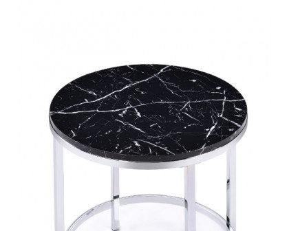 ACME - Virlana End Table in Faux Black Marble Top/Chrome