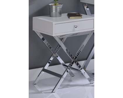 ACME Coleen Side Table - White/Chrome