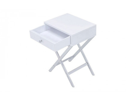 ACME Coleen Side Table - White/Chrome