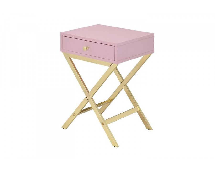 ACME Coleen Side Table - Pink/Gold