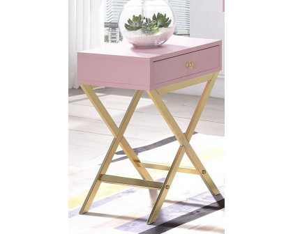 ACME Coleen Side Table - Pink/Gold