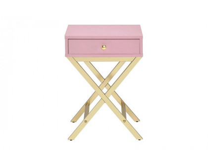 ACME Coleen Side Table - Pink/Gold