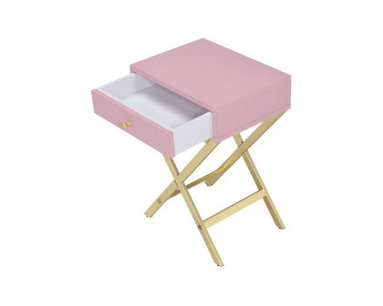 ACME Coleen Side Table - Pink/Gold